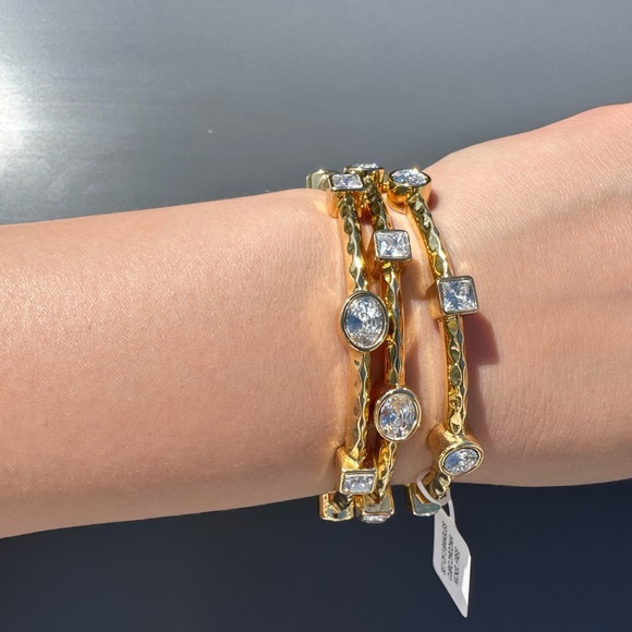Anthropologie Gold Crystal Stack Bracelets - Picture 4 of 6